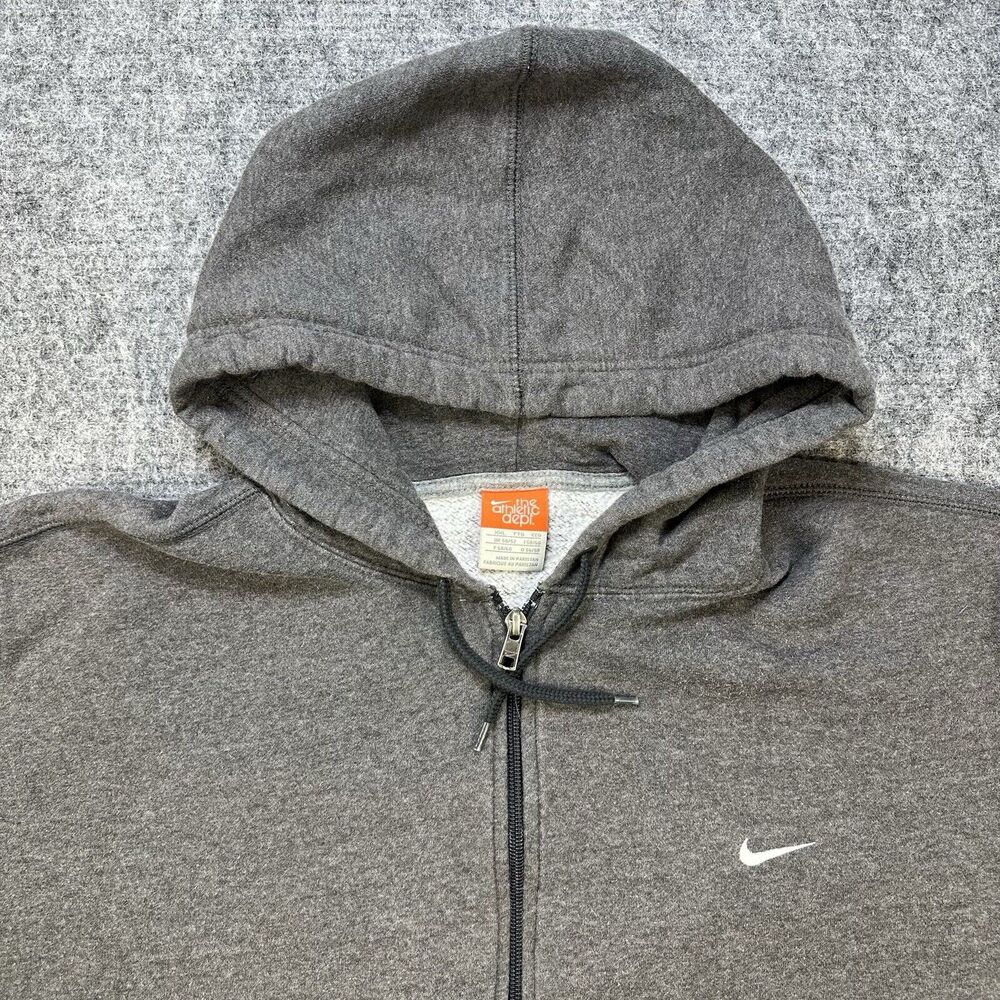 Nike Hoodie Sweatshirt Men XXL Gray Full Zip The Athletic Dept Orange Tag Y2K